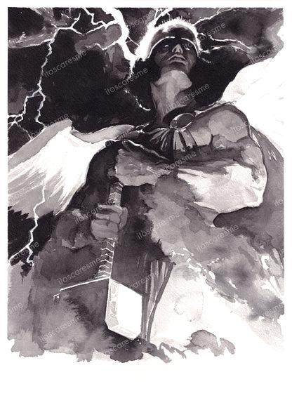 God of Thunder 墨絵 (sumi-ink) (Print)