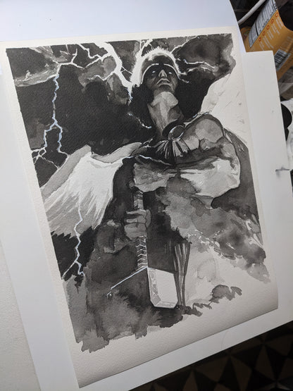 God of Thunder 墨絵 (sumi-ink) (Print)